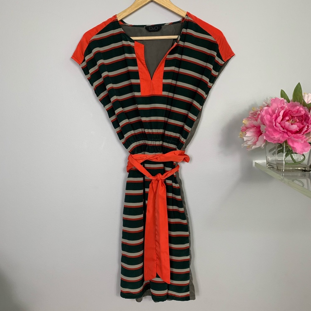 DUO lightweight dress black and grey and orange